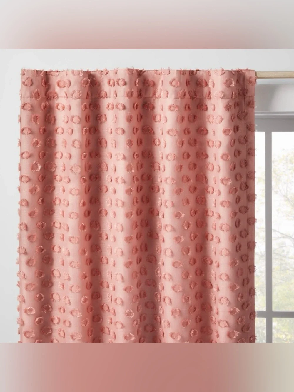 NWT Pillowfort Light Blocking Clipped Dot Curtain Panel 63”x42”